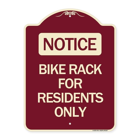 Bike Rack For Residents Only Heavy-Gauge Aluminum Architectural Sign